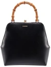 Jil Sander Goji Bamboo Small Leather Top Handle Bag In Black