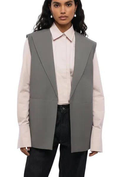 Jil Sander Women Grey Solid Notched Lapel Blazer In Gray