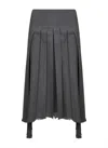 Jil Sander Women Grey Wool Canvas Pleated Midi Skirt In Gray