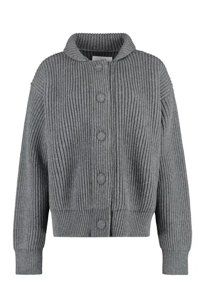 Jil Sander Women's Grey Wool Cardigan For Fw23 Collection