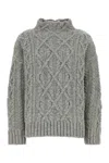 Jil Sander Wool Sweater High Neck Cable Knit In Gray