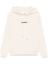 Jil Sander Logo Cotton Hoodie With Drawstring Hood In White