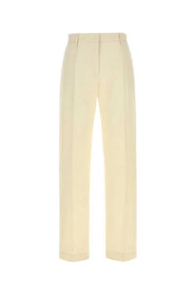 Jil Sander Cotton Tailored Trousers Front Pleats Belt Loops In Neutral