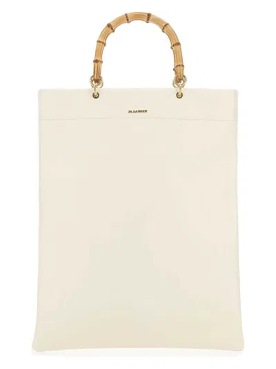 JIL SANDER WOMEN'S IVORY LEATHER MEDIUM SHOPPING BAG