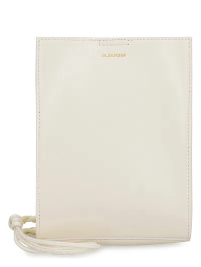 JIL SANDER WOMEN'S IVORY LEATHER SMALL TANGLE SHOULDER BAG