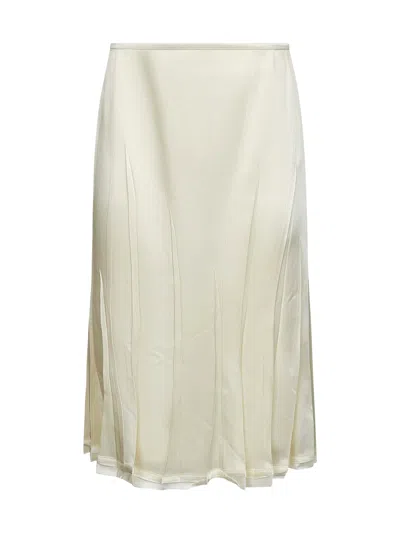Jil Sander Women Ivory Satin Flared Skirt In Neutral