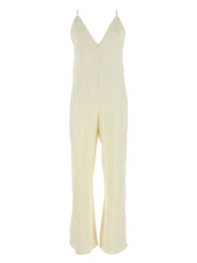 JIL SANDER WOMEN'S IVORY SATIN JUMPSUIT