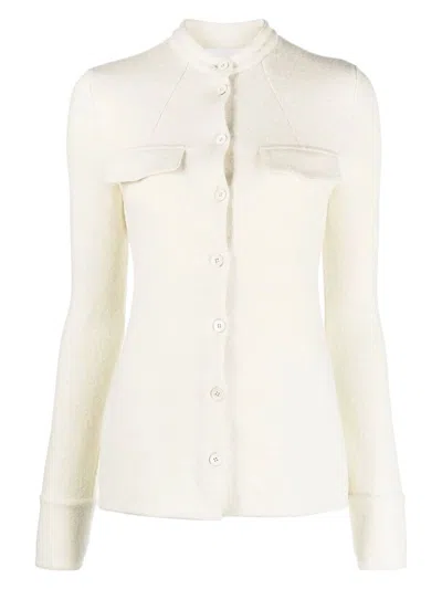 JIL SANDER WOMEN'S IVORY STRETCH WOOL BLEND SHIRT