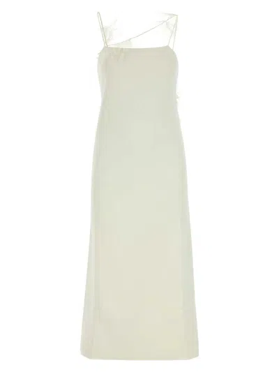 JIL SANDER WOMEN'S IVORY VISCOSE BLEND DRESS
