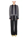 Jil Sander Fringed Tie-neck Intarsia Wool Sweater In Multicolour
