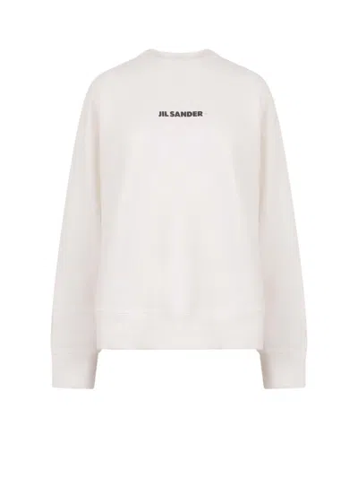 Pre-owned Jil Sander Women's  Woman Cotton Logo Print Sweatshirt In Beige