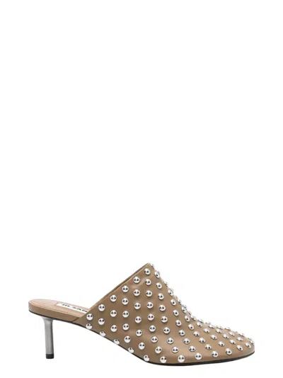 Jil Sander Women's Khaki Leather Mules