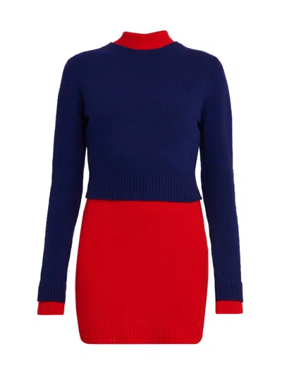 Jil Sander Women's Layered Colorblocked Wool Mini-sweaterdress