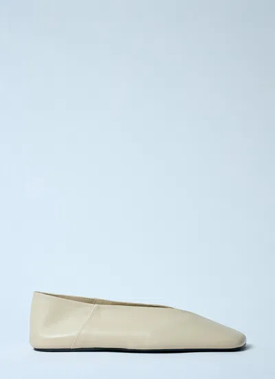 Jil Sander Women Leather Ballerina Flats In Beige