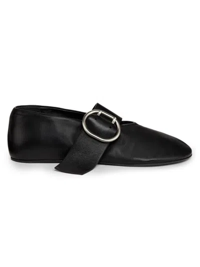 Jil Sander Women's Leather Ballerina Flats In Black