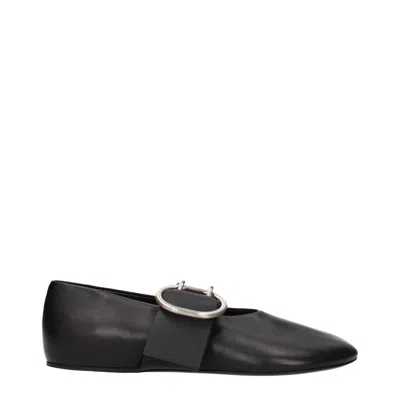 Jil Sander Women's Leather Ballerina Flats Black