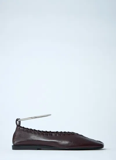 Jil Sander Women Leather Ballerina Flats In Brown