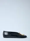 Jil Sander Decorative-plaque Ballerina Shoes In Black