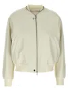 Jil Sander Bomber Jacket With Ribbed Cuffs And Hem In Neutral