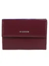 Jil Sander Compact Leather Wallet For Essentials In Burgundy