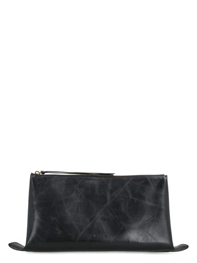 Jil Sander Women's Leather Medium Clutch In Black