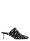 Jil Sander Black Mules With Low Heel And All-over Stud Embellishments In Leather Woman