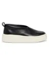 Jil Sander Women's Leather Platform Slip-on Sneakers In Black Porcelain