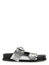 Jil Sander Black Leather Sandals With Buckle Detail In Silver