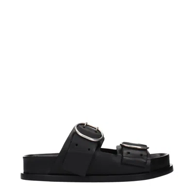 Jil Sander Women's Leather Sandals And Clogs Black