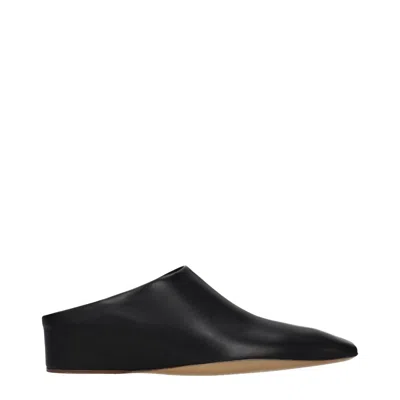 Jil Sander Leather Slipper In Black
