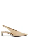 Jil Sander Leather Slingback Pumps With Adjustable Strap In Mud