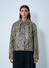 Jil Sander Leopard Print Jacket In Coated Fabric In Black