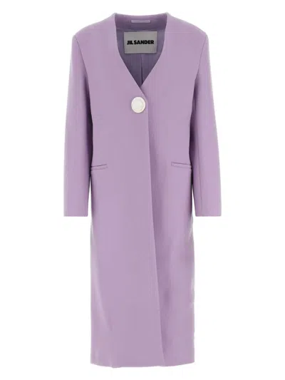 JIL SANDER WOMEN'S LILAC CASHMERE COAT