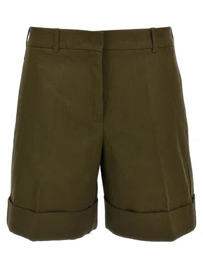 Jil Sander Women Linen Bermuda Shorts In Green