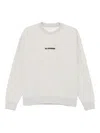 Jil Sander Grey Logo-embroidered Cotton Sweatshirt In White