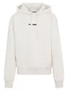 Jil Sander Logo Print Cotton Hoodie In Ecru