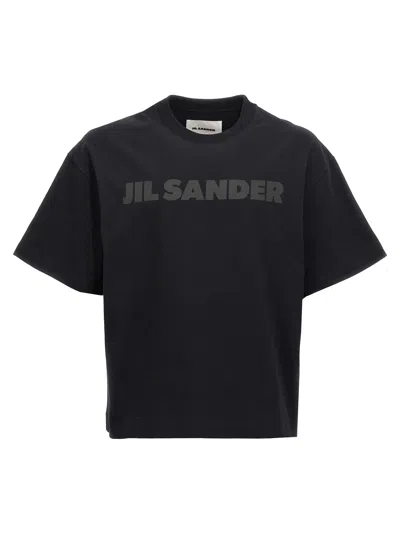 Jil Sander Logo Cotton T-shirt In Black