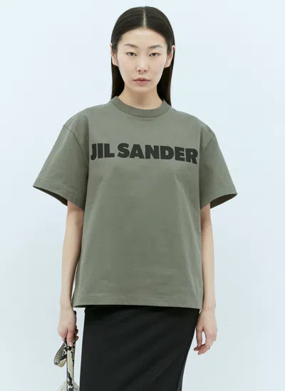 Jil Sander Women Logo Print T-shirt In Green