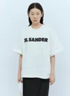 Jil Sander Light Grey Oversized T-shirt With Logo Print Women In Multi