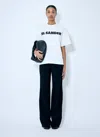 Jil Sander Light Grey Oversized T-shirt With Logo Print Women In Multi