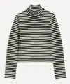 Jil Sander T-shirt In Lana A Collo Alto Con Stampa A Righe In Black