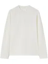 Jil Sander White Cotton Jersey Sweashirt With Embossed Logo In Neutral