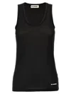 Jil Sander Black Crewneck Sleeveless Top In Cotton Woman