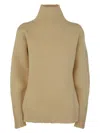 Jil Sander Long Sleeved Hign Neck Sweater Clothing In Brown