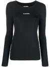 Jil Sander Crew Neck Long-sleeved Shirt With Stretch Fit In Black