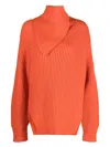 Jil Sander Long Sleeves Foulard Neck Cardigan Clothing In Orange