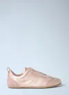 Jil Sander Pastel Pink Satin And Suede Sneakers In Pink