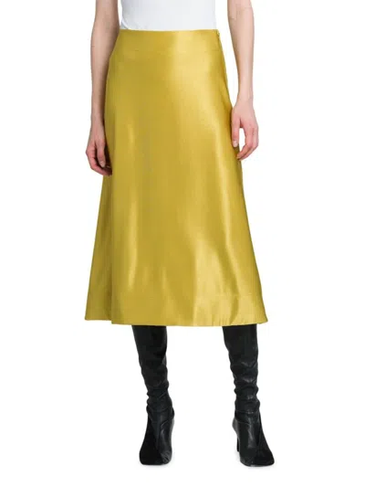 Jil Sander Women's Matte Satin Midi-skirt In Darkyellow