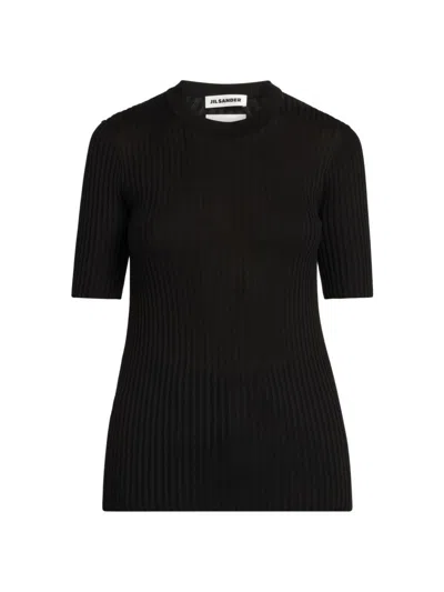 Jil Sander Women's Merino Wool Rib-knit Top In Black