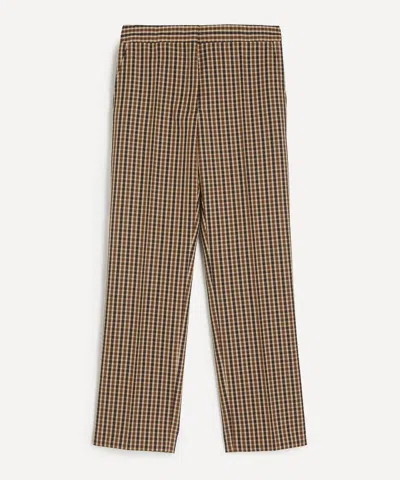 Jil Sander Women's Micro Check Wool Canvas Tailored Trousers In Multi